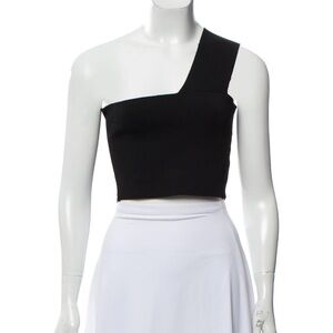 A.L.C. Black One-Shoulder Crop Top